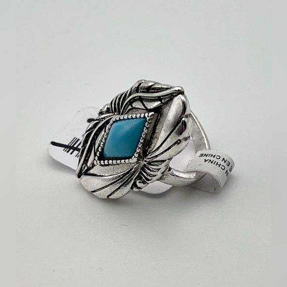Free People | Turquoise Western Ring | Silver Color | Size 6 - Picture 4 of 5
